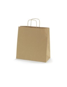 Bolsa de papel kraft asa rizada - Bolsas desechables