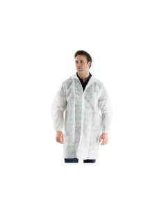 Bata blanca desechable para visitas - Desechables clínicas